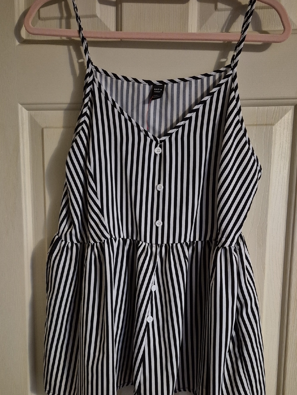 SHEIN Black and White Striped Spaghetti Strap Tank